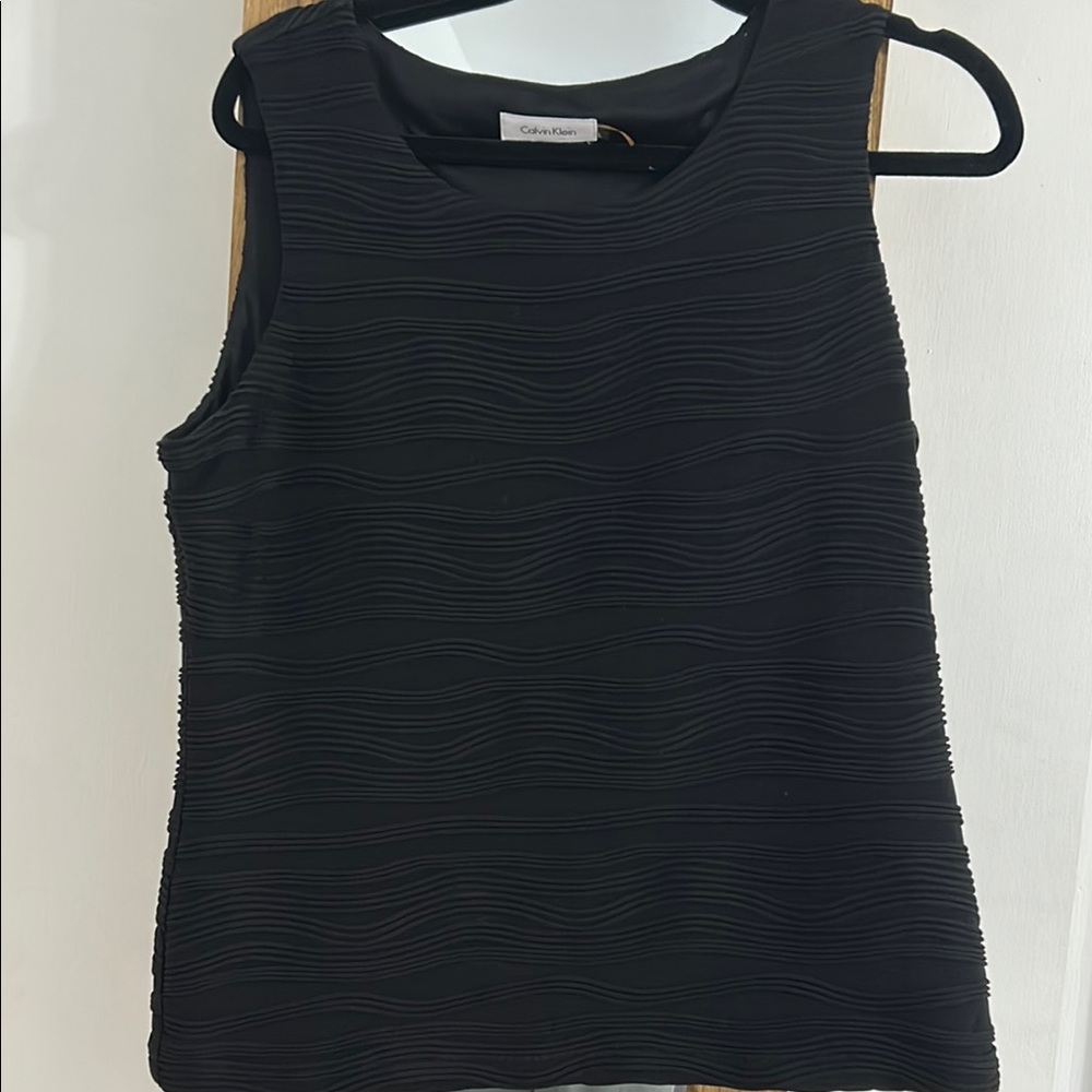 Calvin Klein Black Ruched Sleeveless Tank Top